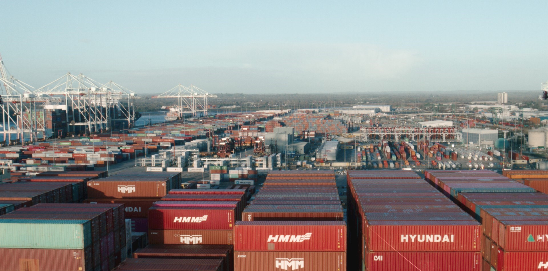 Bird's eye view of Southampton container terminal