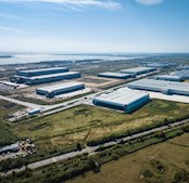 Aerial view of the logistics park at London Gateway